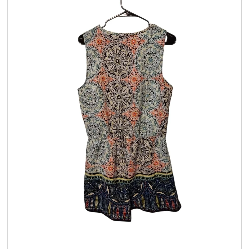 Y2K Romper Shorts Sz XL Boho Festival Geometric Floral Sleeveless Beachy Resort